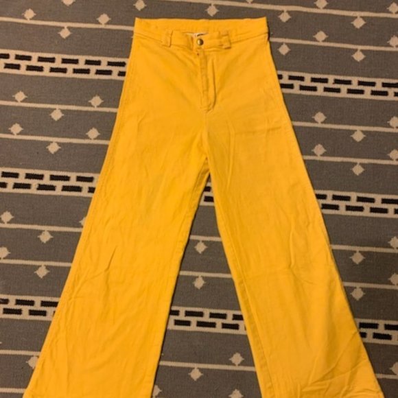 Bright Yellow Sailor Pants Size Small - Picture 1 of 5